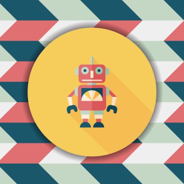 Vintage robot uzun gölge, eps 10 düz simgesi