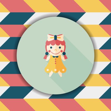 Uzun Gölge, eps 10 ile kız bebek oyuncak düz simgesi