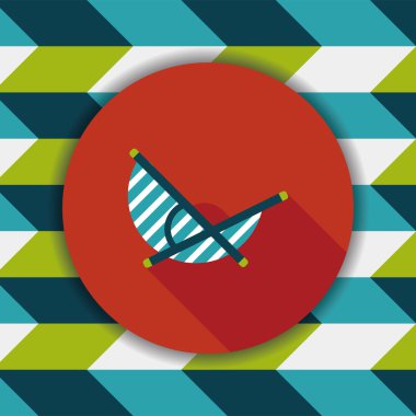 Tembel plaj şezlong koltuğu uzun gölge, eps10 düz simgesiyle