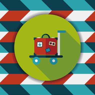 Vintage seyahat bavul, uzun gölge, eps10 ile düz simgesi