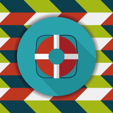 Lifebuoy uzun gölge, eps10 düz simgesiyle