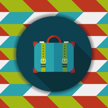 Vintage seyahat bavul, uzun gölge, eps10 ile düz simgesi