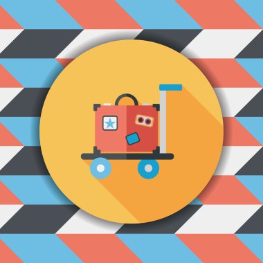 Vintage seyahat bavul, uzun gölge, eps10 ile düz simgesi