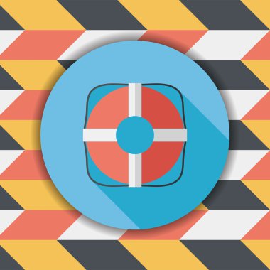 Lifebuoy uzun gölge, eps10 düz simgesiyle