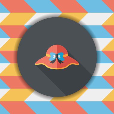 Kadın şapka düz simgesi ile uzun gölge, eps10