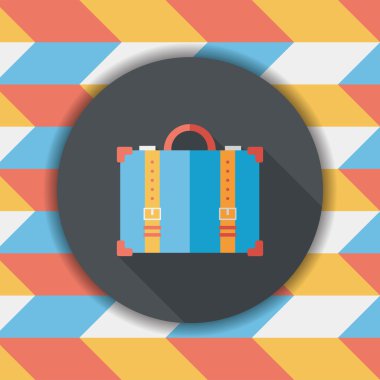 Vintage seyahat bavul, uzun gölge, eps10 ile düz simgesi