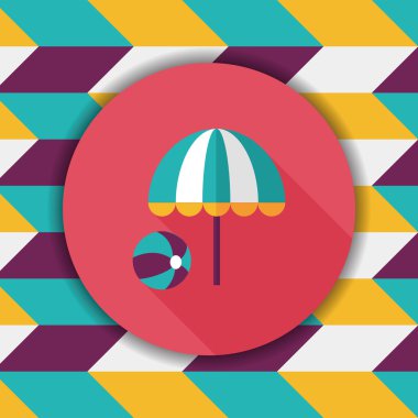 plaj şemsiyesi uzun gölge, eps10 ile topu düz simgesiyle