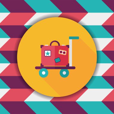 Vintage seyahat bavul, uzun gölge, eps10 ile düz simgesi