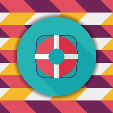 Lifebuoy uzun gölge, eps10 düz simgesiyle