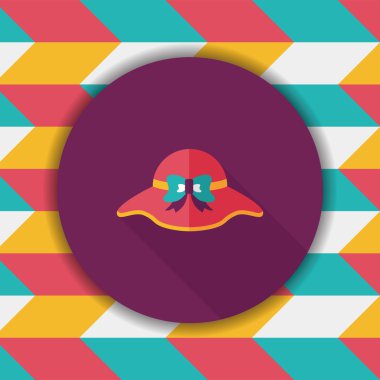 Kadın şapka düz simgesi ile uzun gölge, eps10