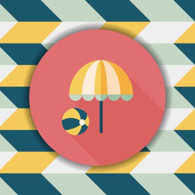 plaj şemsiyesi uzun gölge, eps10 ile topu düz simgesiyle