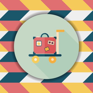 Vintage seyahat bavul, uzun gölge, eps10 ile düz simgesi