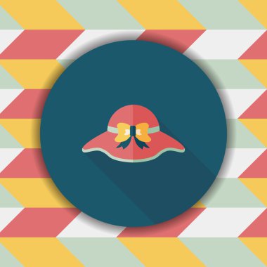 Kadın şapka düz simgesi ile uzun gölge, eps10