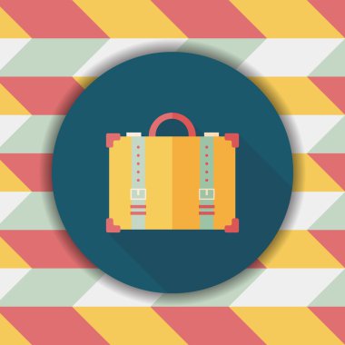 Vintage seyahat bavul, uzun gölge, eps10 ile düz simgesi