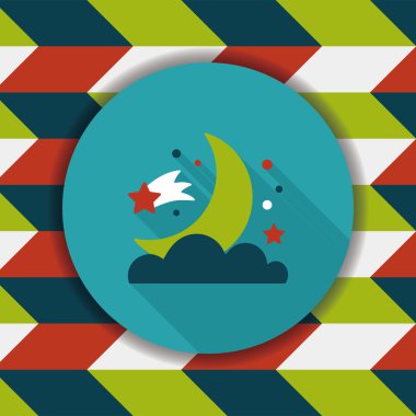 Uzay ay ve yıldız uzun gölge, eps10 düz simgesi