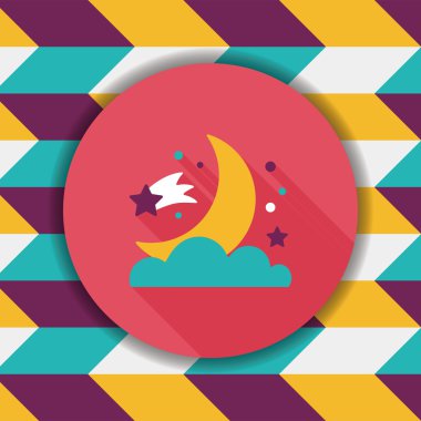 Uzay ay ve yıldız uzun gölge, eps10 düz simgesi