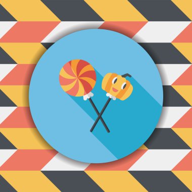 Cadılar bayramı şekeri düz simgesi ile uzun gölge, eps10