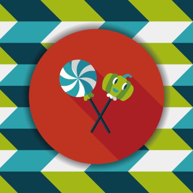 Cadılar bayramı şekeri düz simgesi ile uzun gölge, eps10