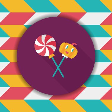 Cadılar bayramı şekeri düz simgesi ile uzun gölge, eps10