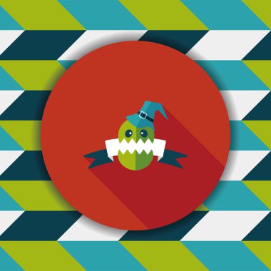 Cadılar Bayramı bayrak düz simgesi ile uzun gölge, eps10