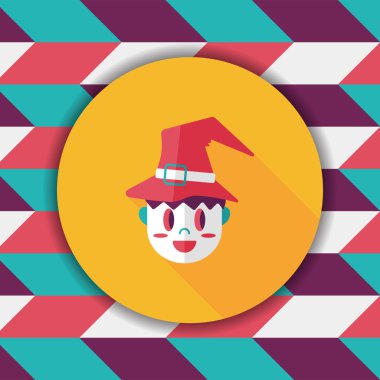 Sihirbaz düz simgesi ile uzun gölge, eps10