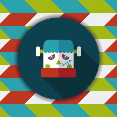 Frankenstein düz simgesi ile uzun gölge, eps10