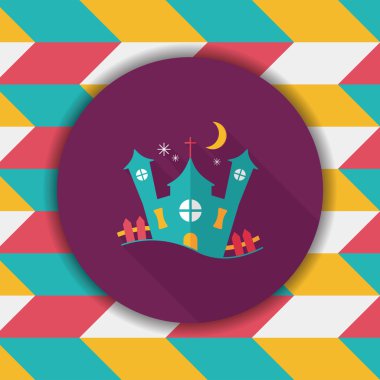 Uzun Gölge, eps10 ile Halloween house düz simgesi