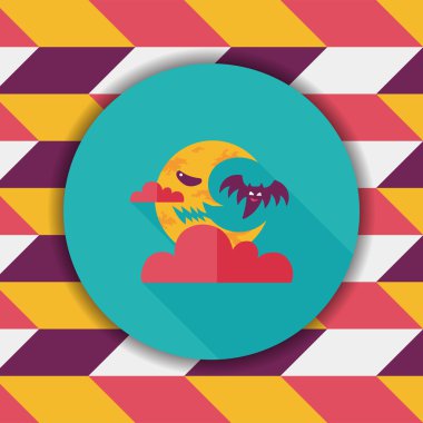 Cadılar Bayramı ay düz simgesi ile uzun gölge, eps10