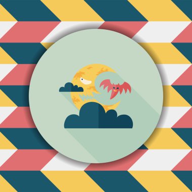 Cadılar Bayramı ay düz simgesi ile uzun gölge, eps10