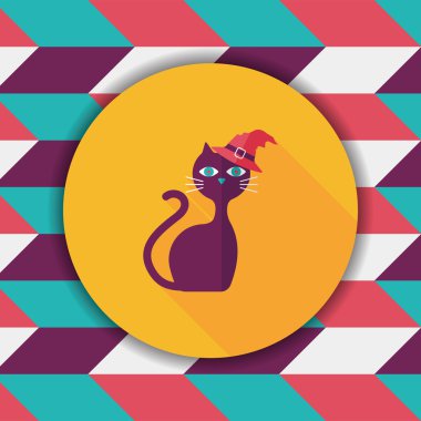 kötü kedi düz simgesi ile uzun gölge, eps10