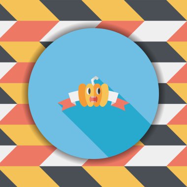 Halloween Parti bayrağı simgesi ile uzun gölge, eps10 daire