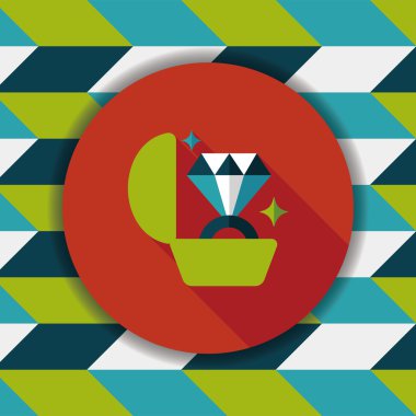 Elmas yüzük düz simgesi ile uzun gölge, eps10 teklif