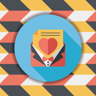 düğün davetiyesi düz simgesi ile uzun gölge, eps10