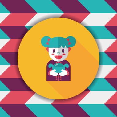 Çin yeni yılı kız uzun gölge, eps10 düz simgesiyle