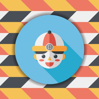 Çin yeni yılı çocuk düz simgesi ile uzun gölge, eps10