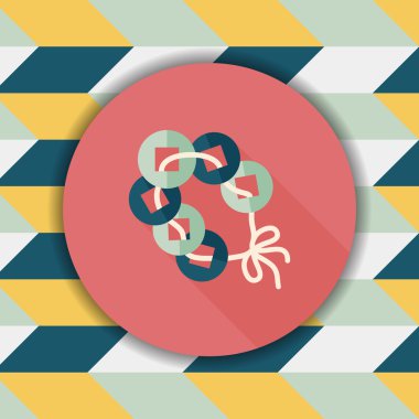 Çin yeni yılı düz simgesi ile uzun gölge, eps10, eski paralar