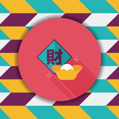 Çin yeni yılı uzun gölge, eps10, Çinli şenlik ile düz simgesi