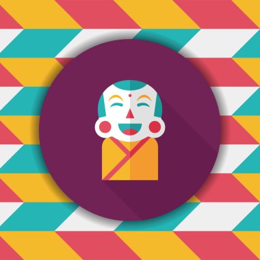 Çin yeni yılı uzun gölge, eps10, Maitreya bez bebek ile düz simgesi