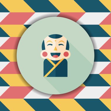 Çin yeni yılı uzun gölge, eps10, Maitreya bez bebek ile düz simgesi