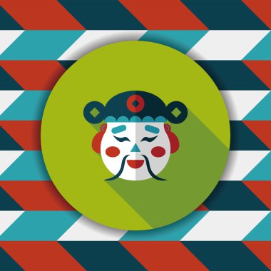 Çin yeni yılı düz simgesi ile uzun gölge, eps10, zenginlik tanrısı