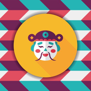 Çin yeni yılı düz simgesi ile uzun gölge, eps10, zenginlik tanrısı