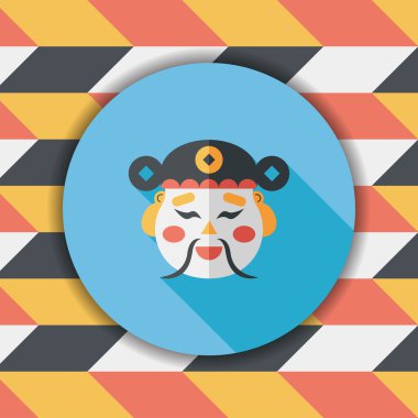 Çin yeni yılı düz simgesi ile uzun gölge, eps10, zenginlik tanrısı