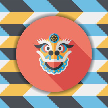 Çin yeni yılı düz simgesi ile uzun gölge, eps10, dragon ve