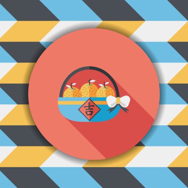 Uzun Gölge, ES'ler ile Çin yeni yılı mandarin portakal düz simgesi