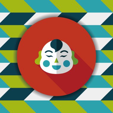 Çin yeni yılı uzun gölge, eps10, Maitreya bez bebek ile düz simgesi