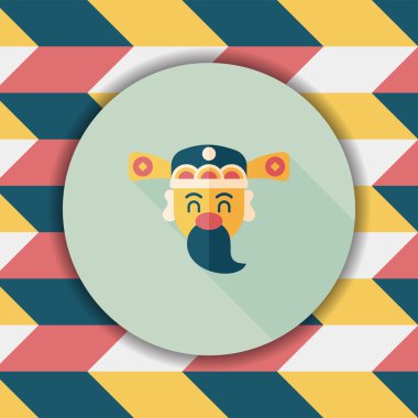 Çin yeni yılı düz simgesi ile uzun gölge, eps10, zenginlik tanrısı