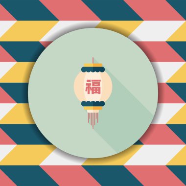 Çin yeni yılı uzun gölge, eps10, Çinli şenlik ile düz simgesi