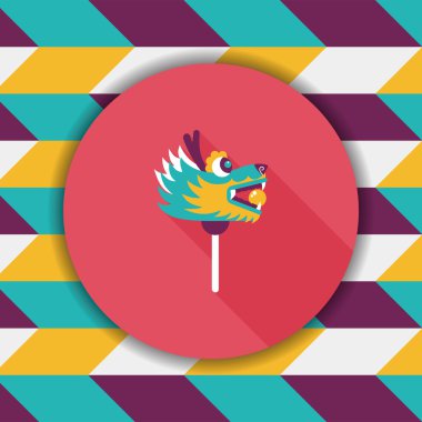 Çin yeni yılı düz simgesi ile uzun gölge, eps10, dragon ve