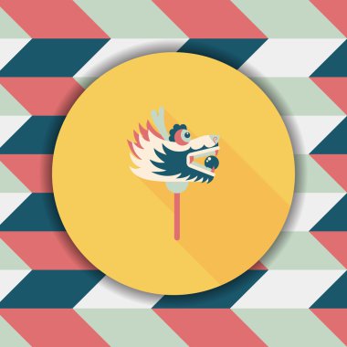 Çin yeni yılı düz simgesi ile uzun gölge, eps10, dragon ve