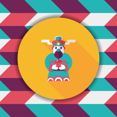 Çin yeni yılı düz simgesi ile uzun gölge, eps10, zenginlik tanrısı